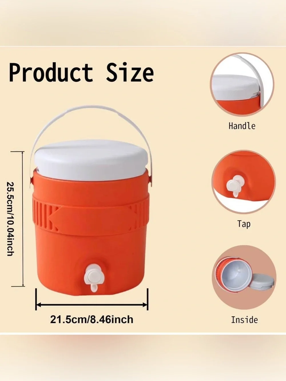 1 Gallon Portable Sports Cooler Water Drink Beverage Dispenser (Orange)